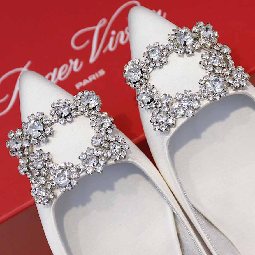 Roger Vivier Flower crystal-embellished satin flats