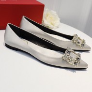 Roger Vivier Flower crystal-embellished satin flats