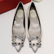 Roger Vivier Flower crystal-embellished satin flats