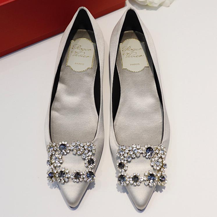 Roger Vivier Flower crystal-embellished satin flats