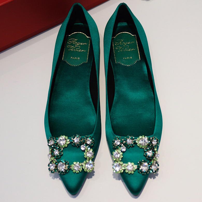 Roger Vivier Flower crystal-embellished satin flats