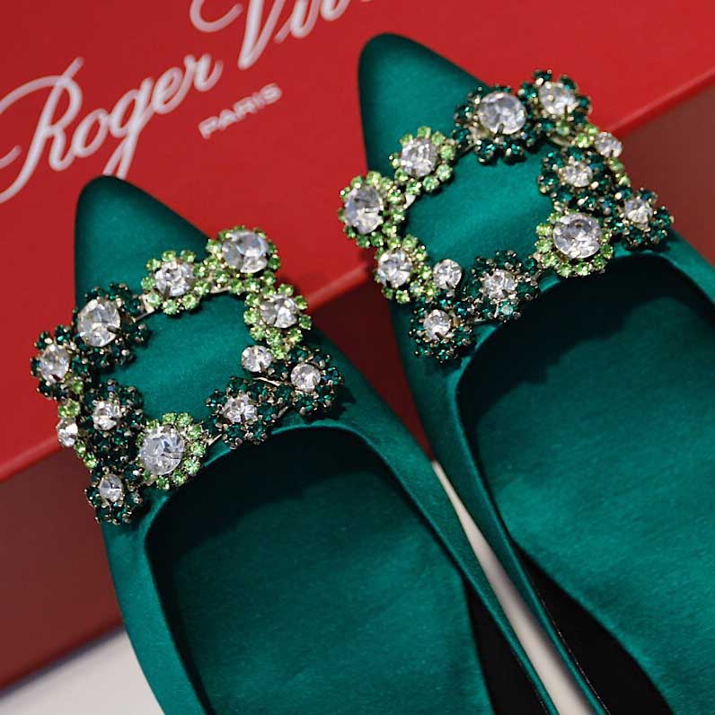 Roger Vivier Flower crystal-embellished satin flats