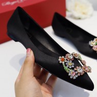 Roger Vivier Flower crystal-embellished satin flats