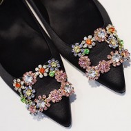 Roger Vivier Flower crystal-embellished satin flats