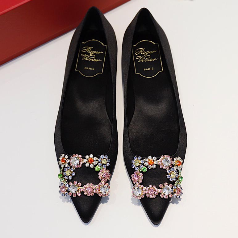 Roger Vivier Flower crystal-embellished satin flats