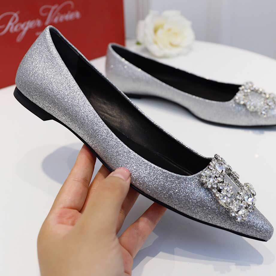 Roger Vivier Flower crystal-embellished satin flats