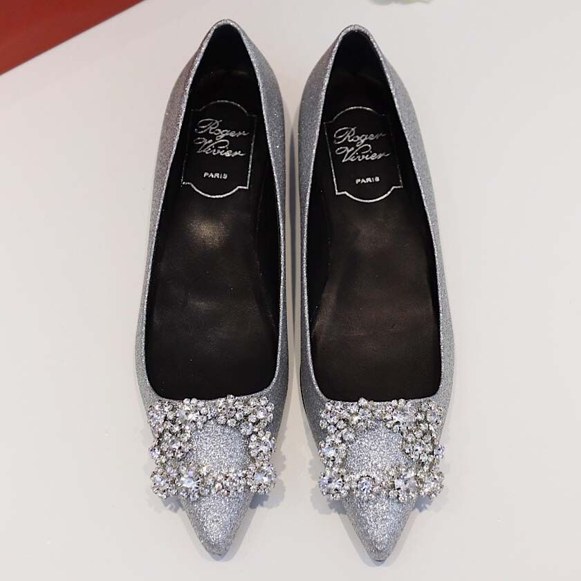 Roger Vivier Flower crystal-embellished satin flats