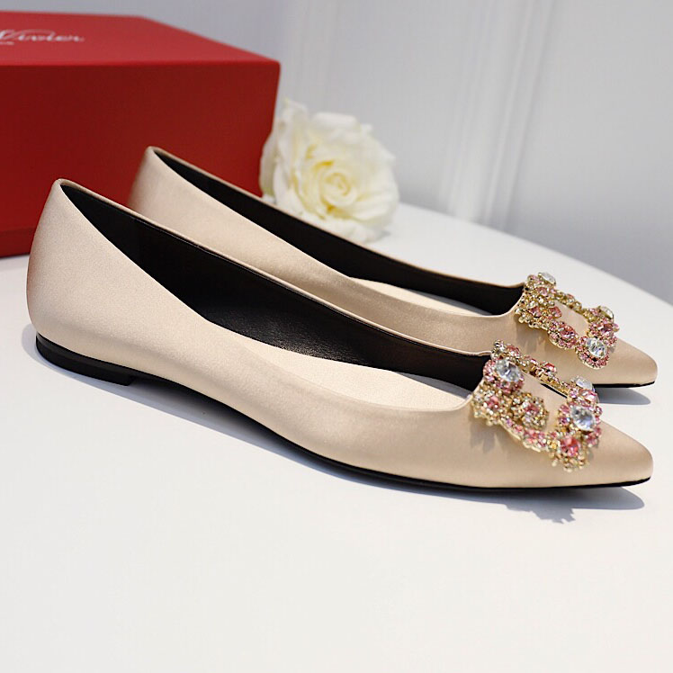 Roger Vivier Flower crystal-embellished satin flats