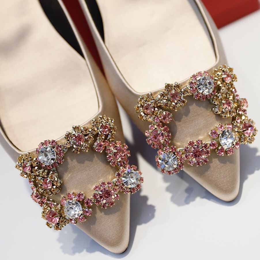 Roger Vivier Flower crystal-embellished satin flats