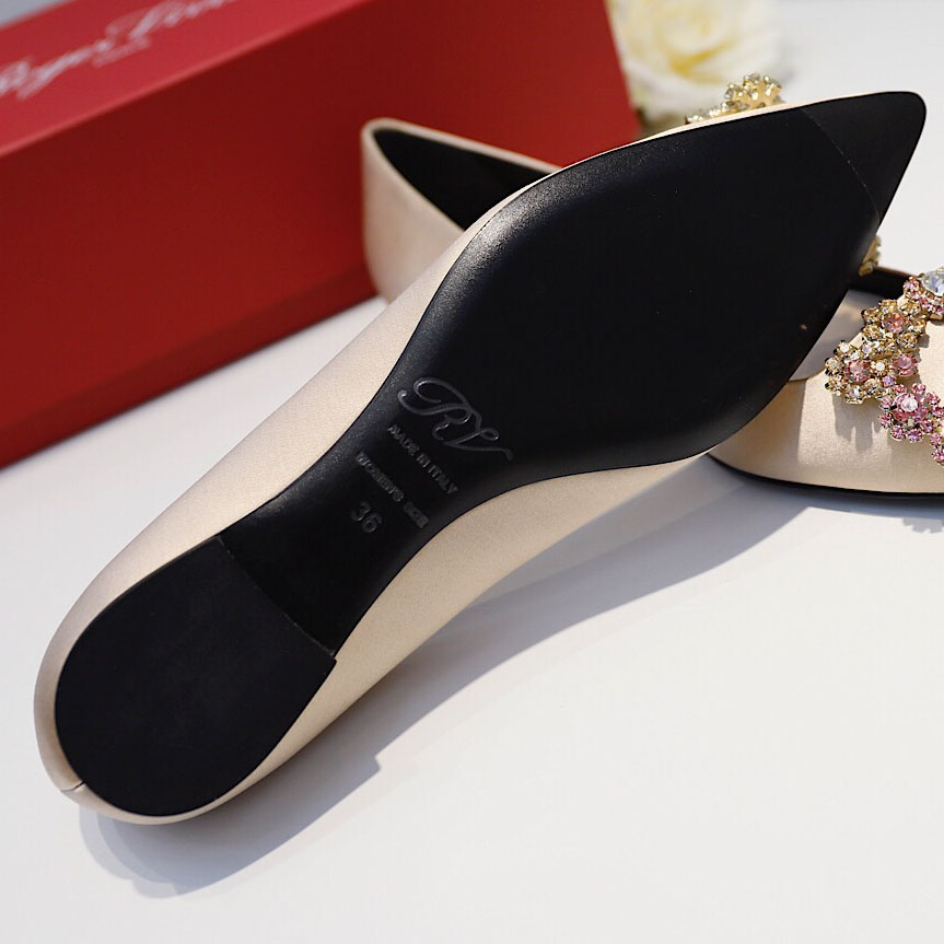 Roger Vivier Flower crystal-embellished satin flats