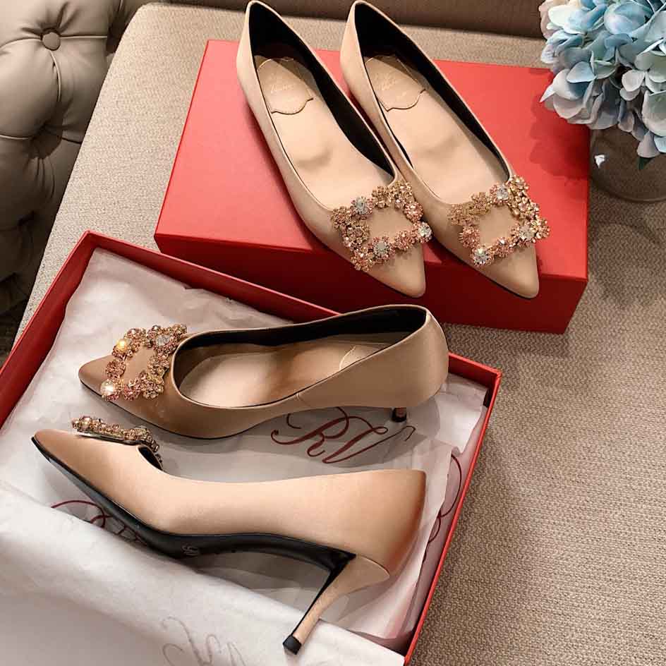 Roger Vivier Flower crystal-embellished satin flats