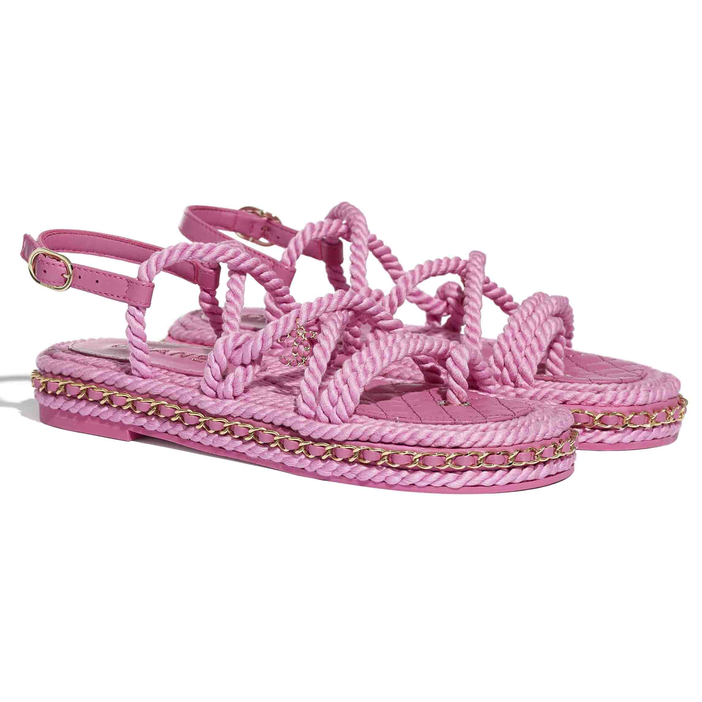 Chanel Cord Sandals Pink