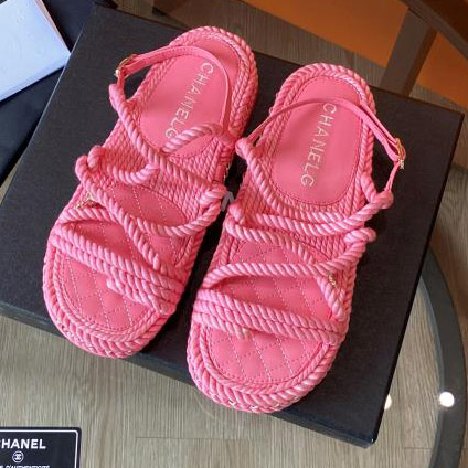 Chanel Cord Sandals Pink