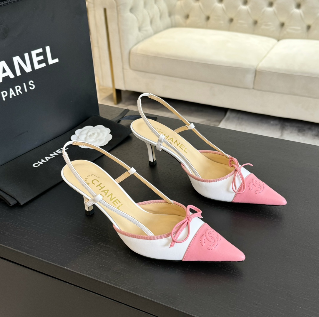 Chanel Slingback Pumps Pointed Toes #4714