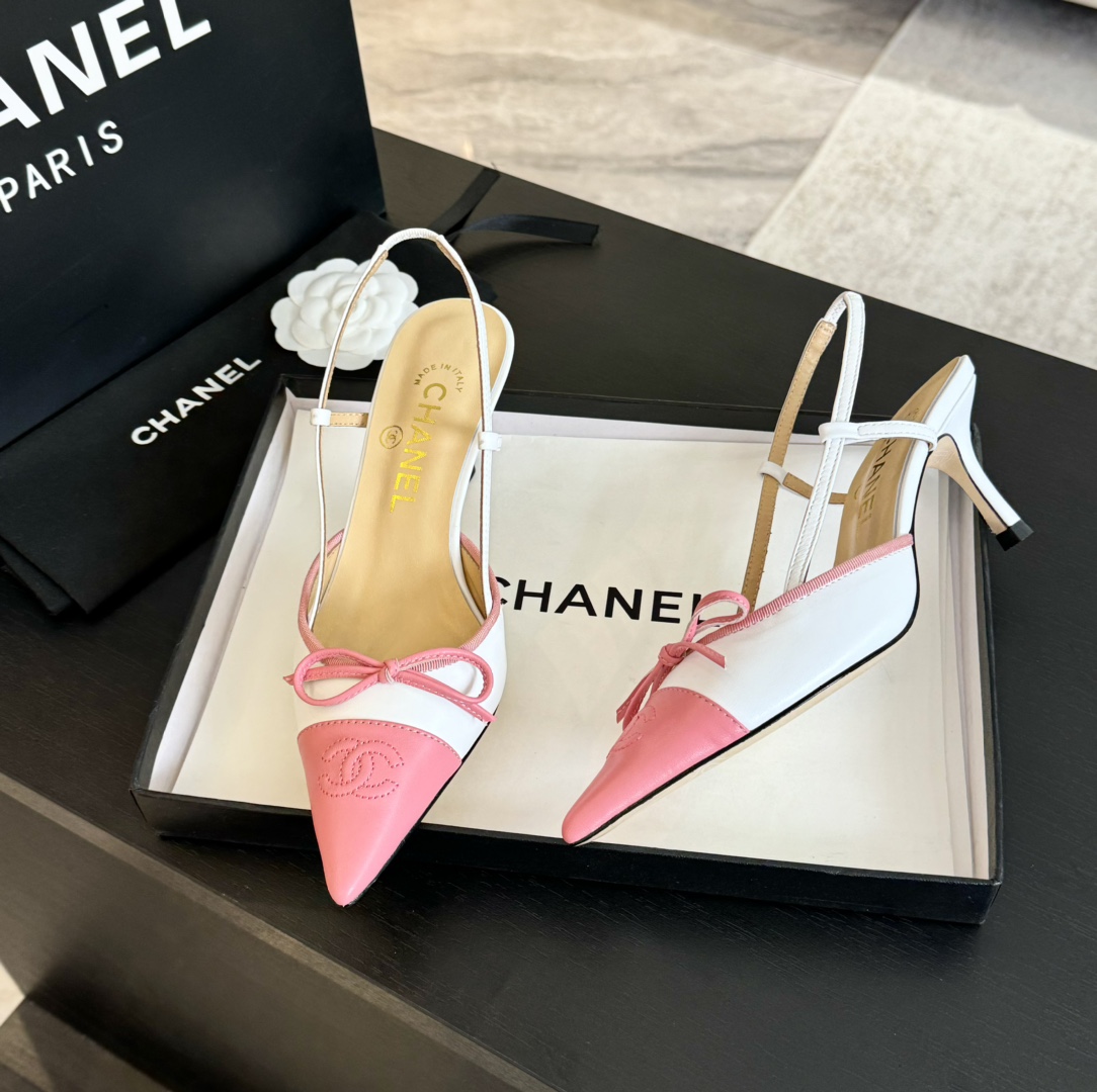 Chanel Slingback Pumps Pointed Toes #4714