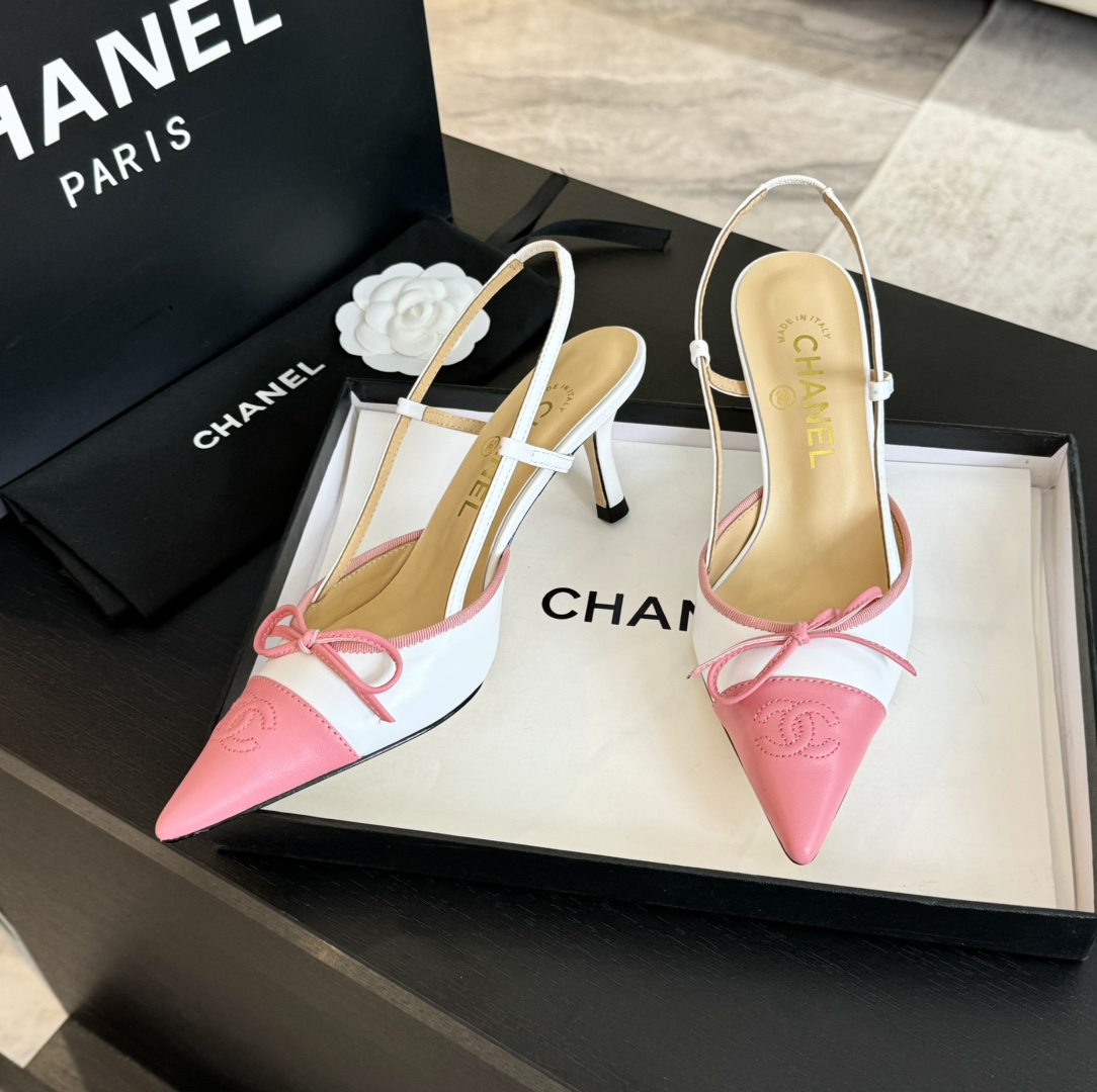 Chanel Slingback Pumps Pointed Toes #4714