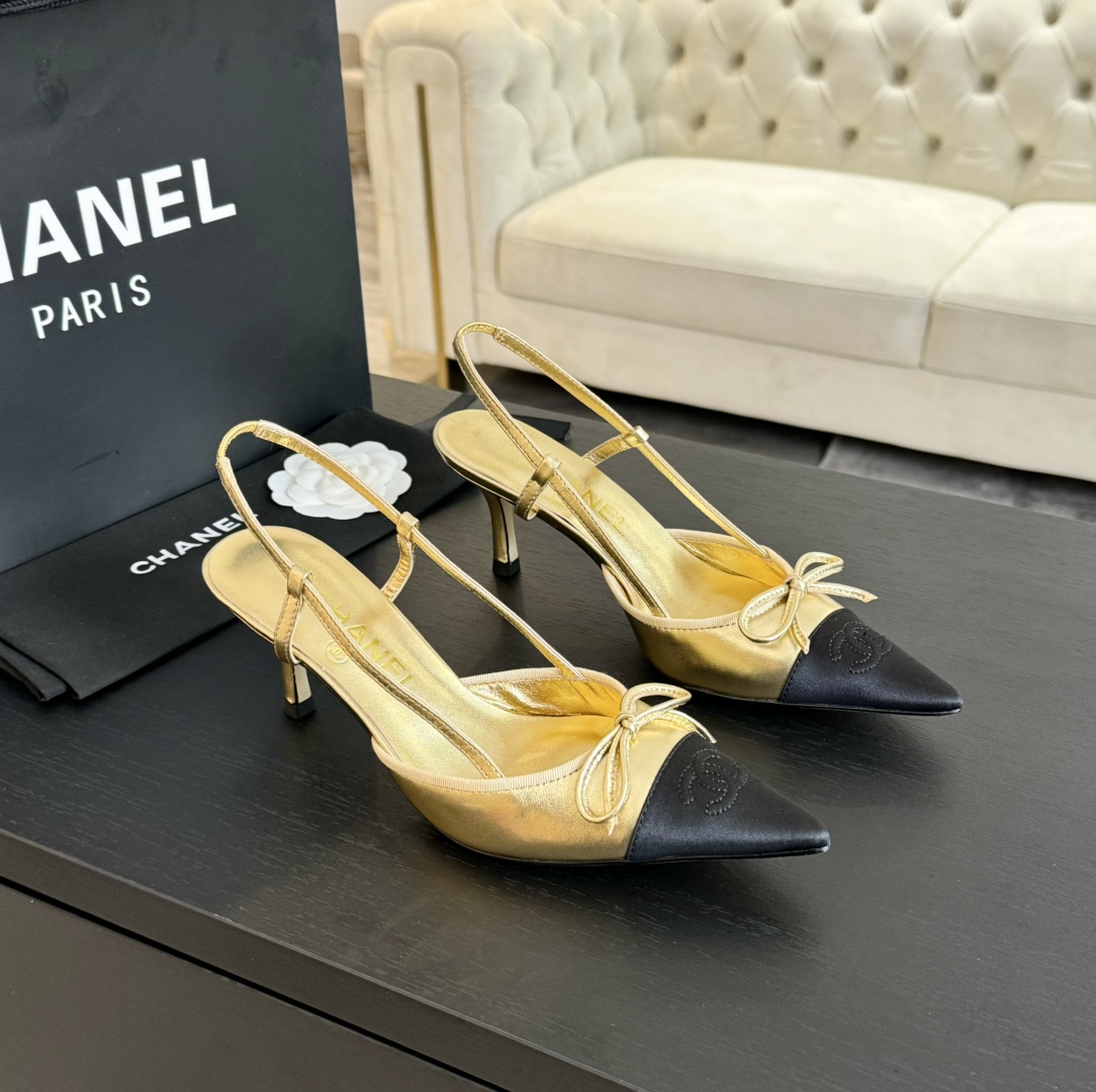 Chanel Slingback Pumps Pointed Toes #4714