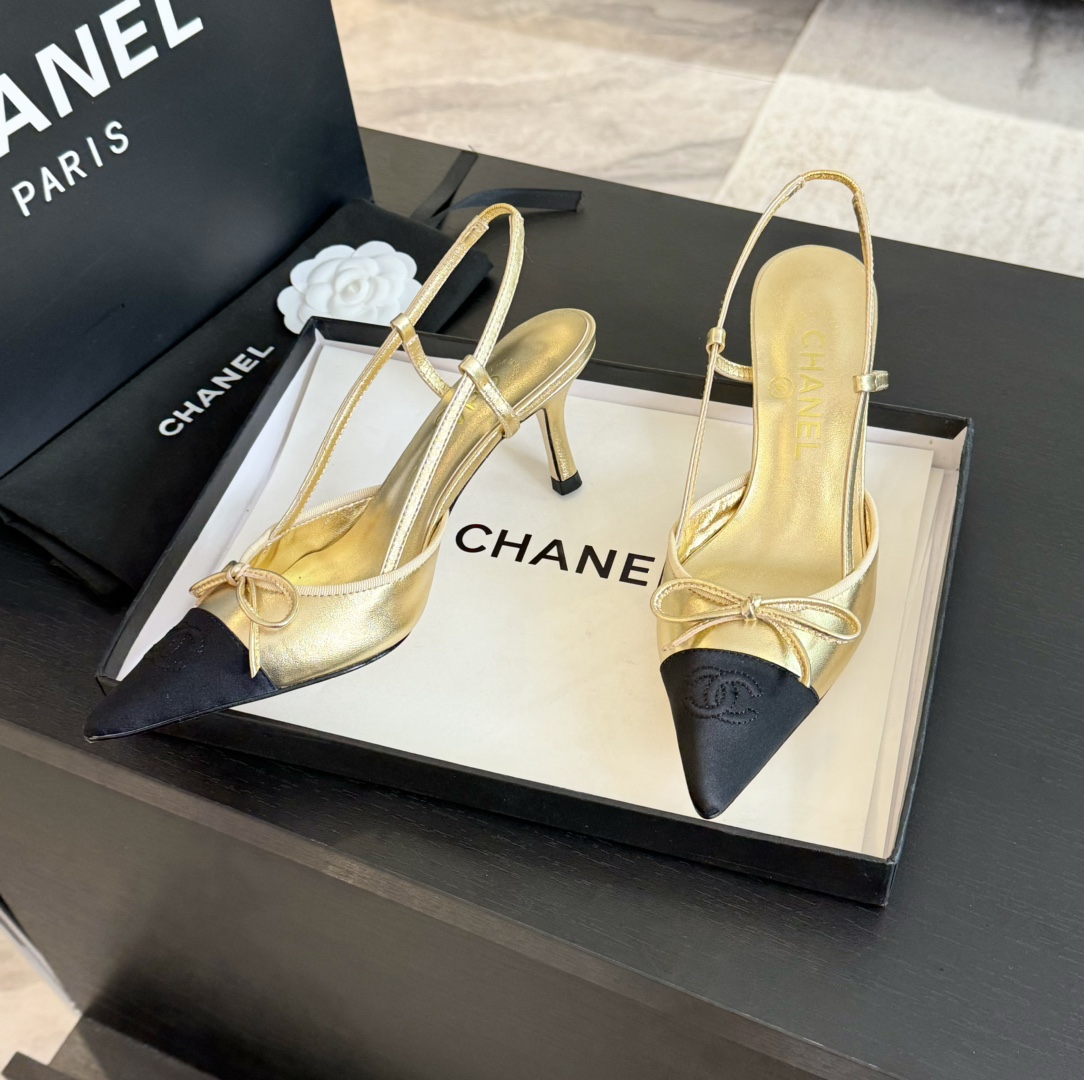 Chanel Slingback Pumps Pointed Toes #4714