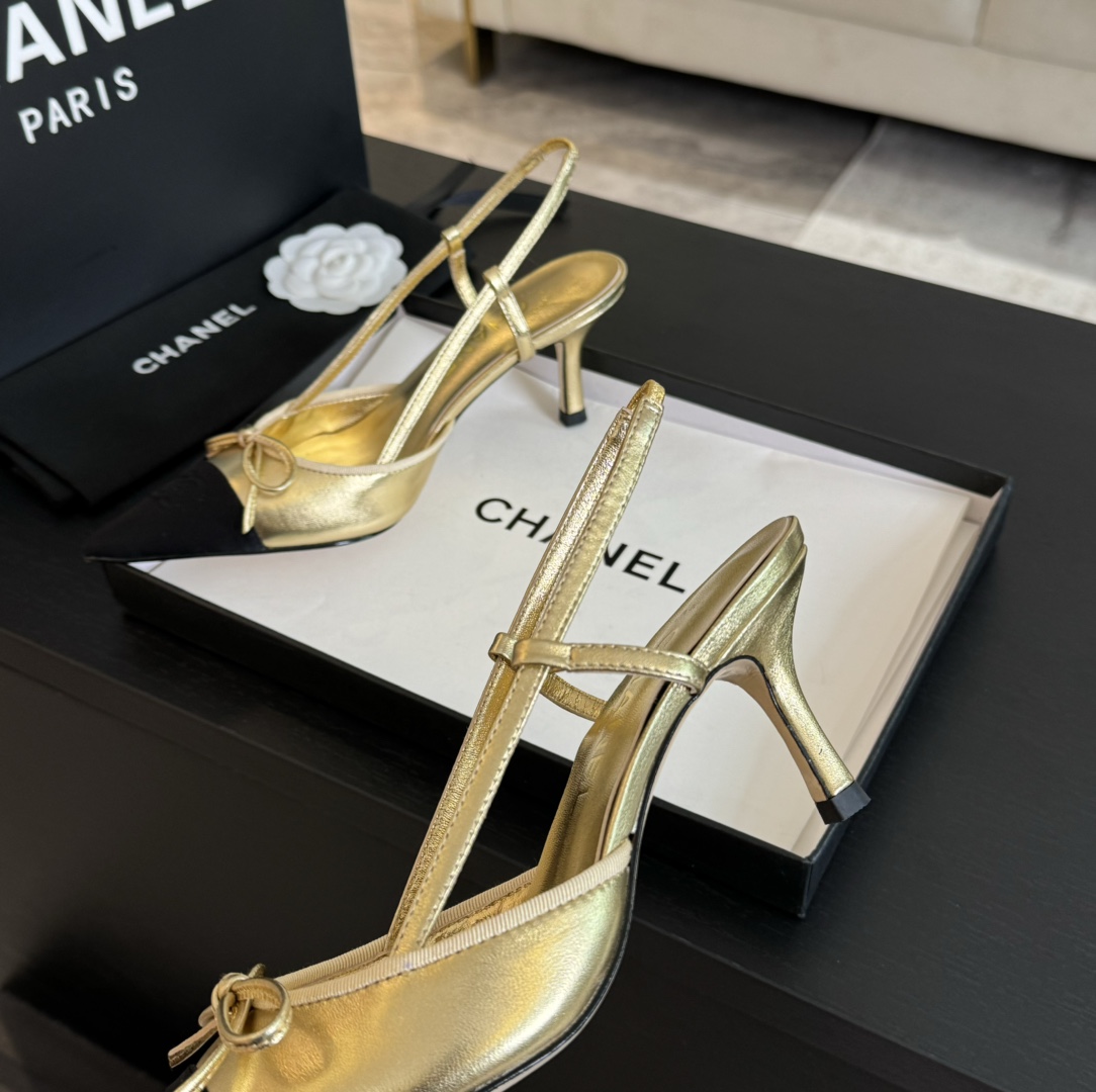 Chanel Slingback Pumps Pointed Toes #4714