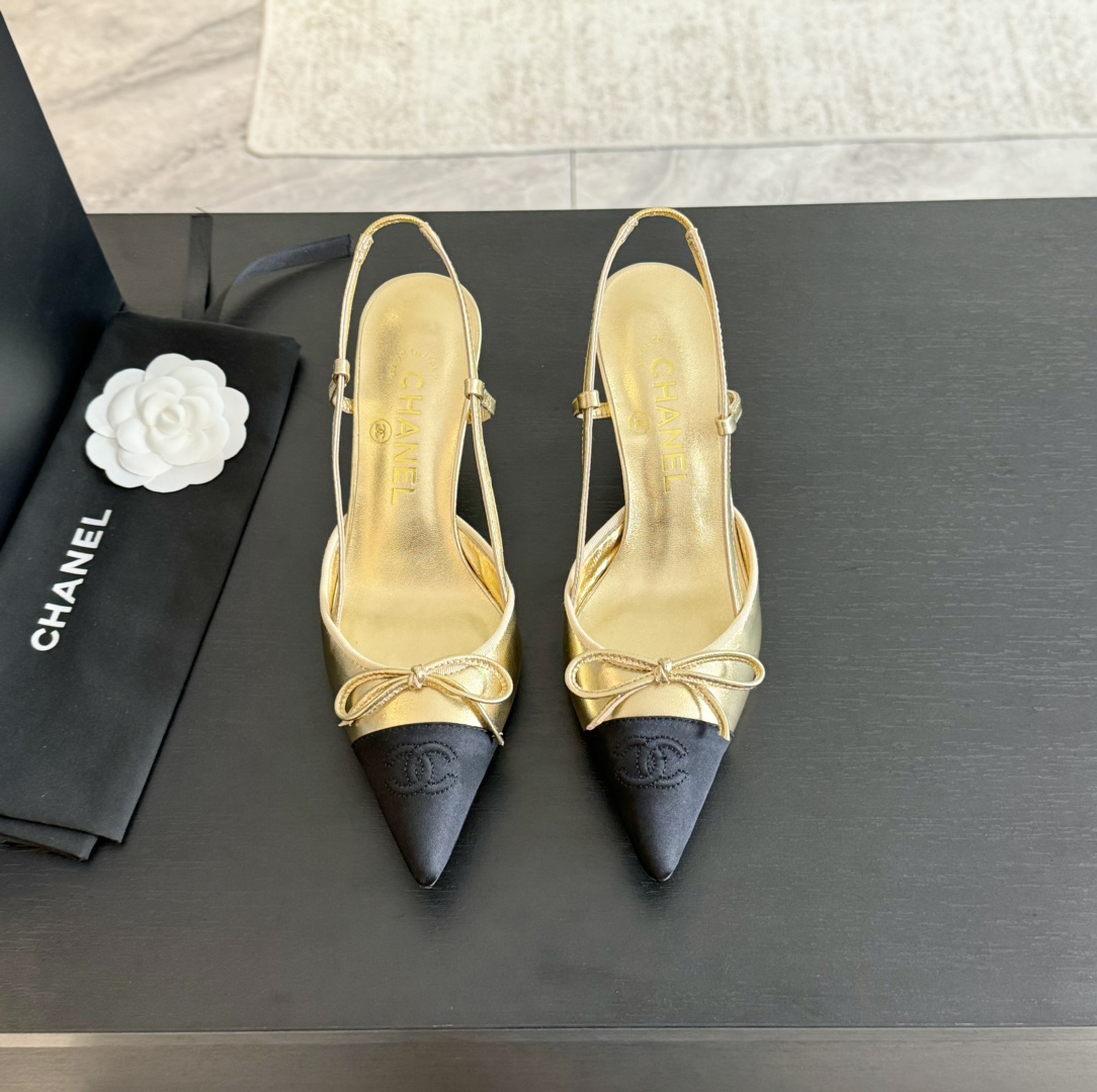 Chanel Slingback Pumps Pointed Toes #4714