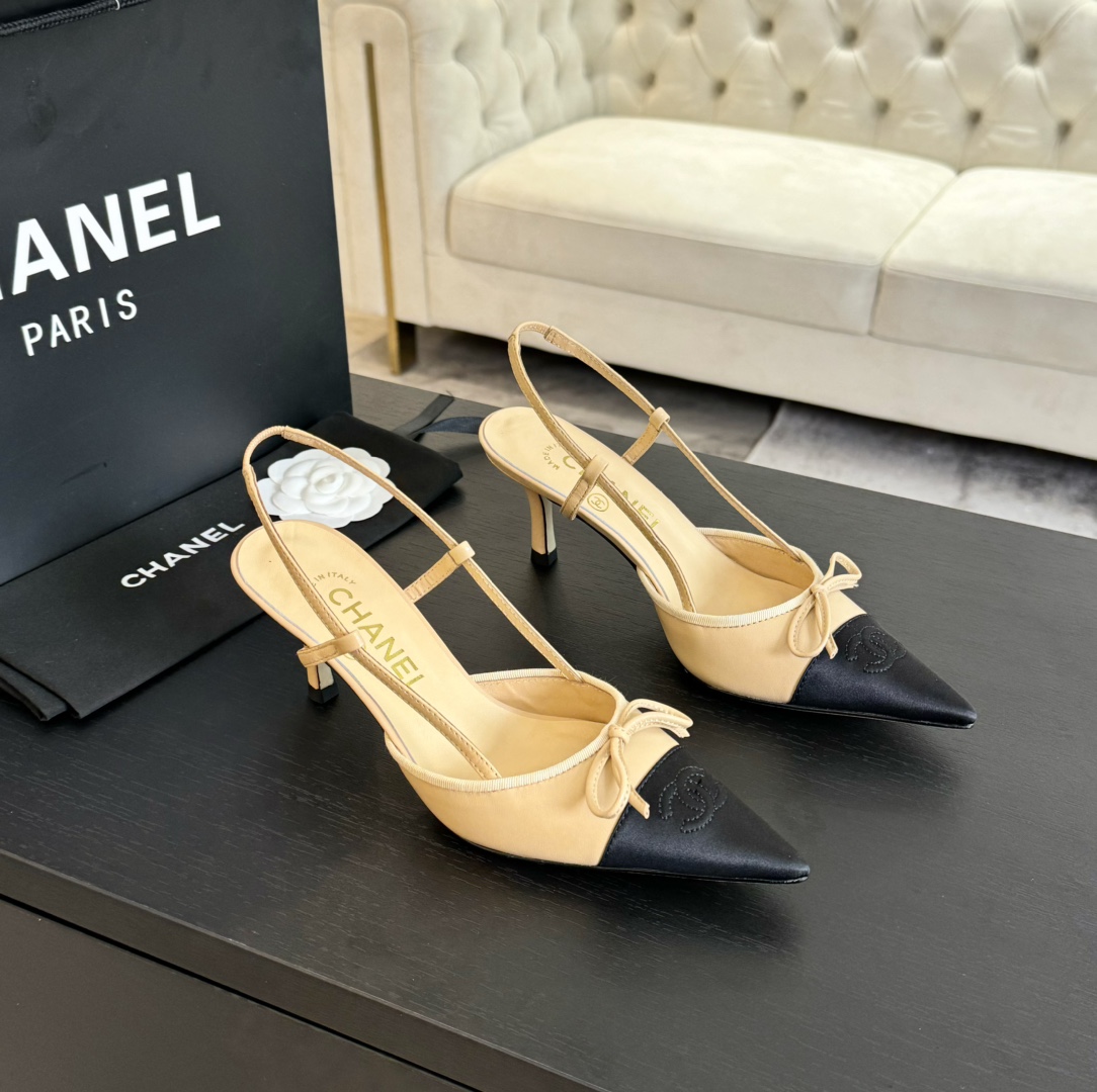 Chanel Slingback Pumps Pointed Toes #4714