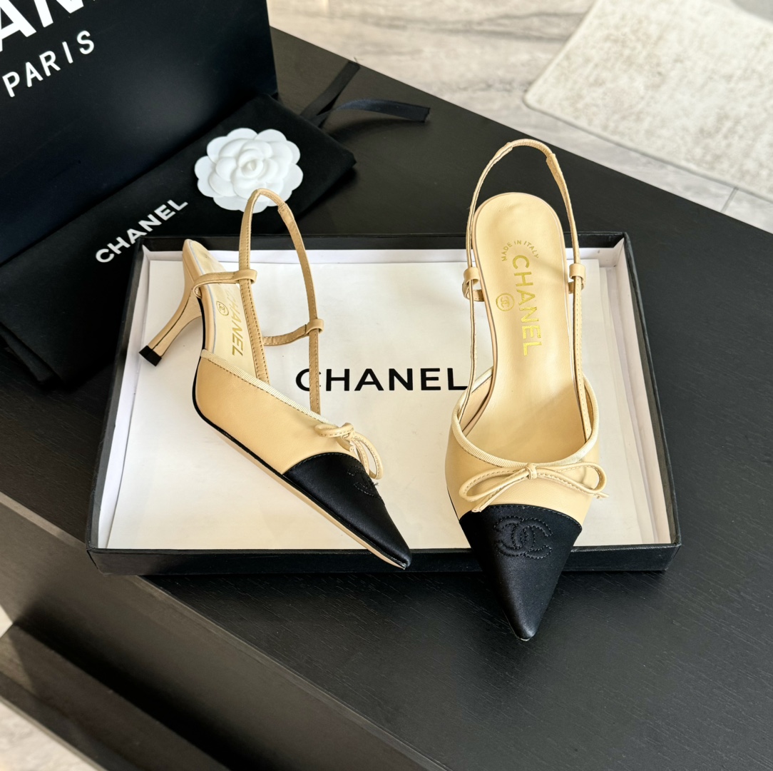 Chanel Slingback Pumps Pointed Toes #4714