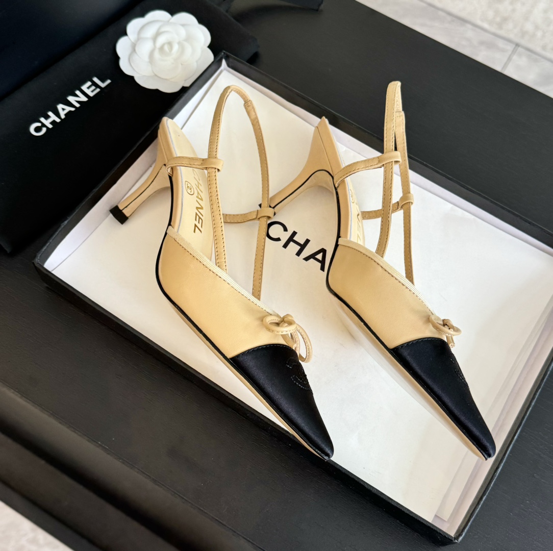 Chanel Slingback Pumps Pointed Toes #4714