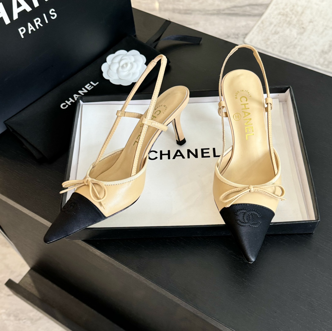 Chanel Slingback Pumps Pointed Toes #4714