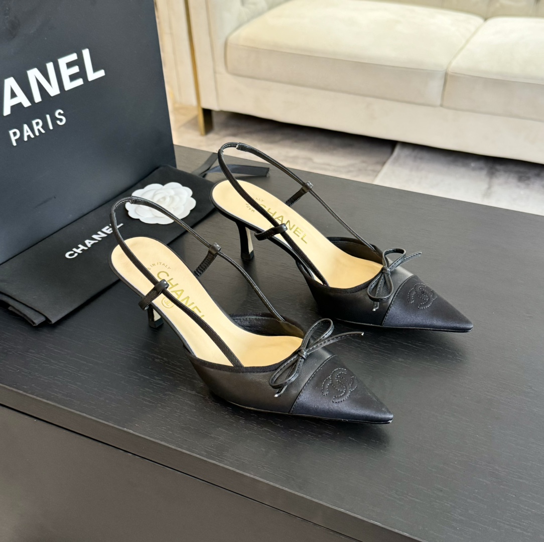 Chanel Slingback Pumps Pointed Toes #4714