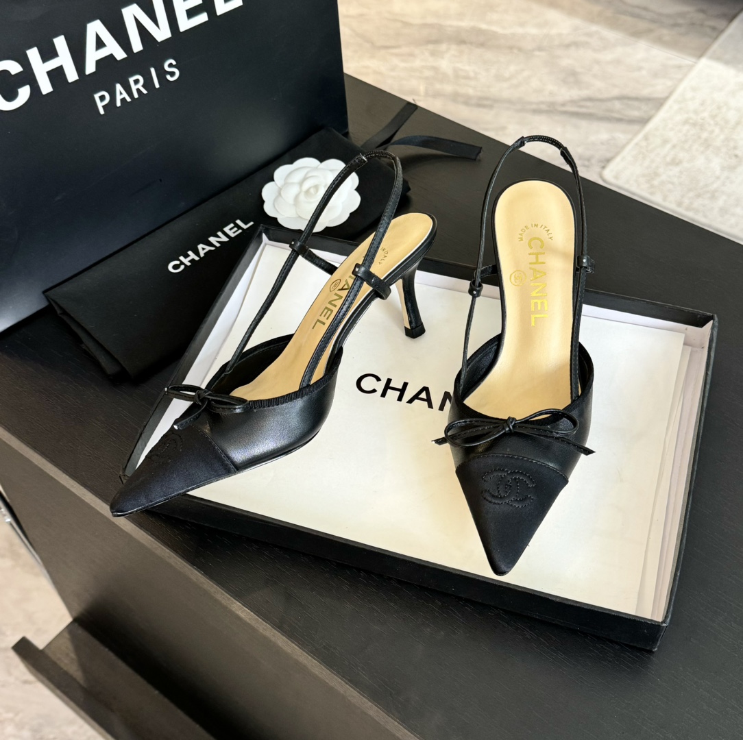 Chanel Slingback Pumps Pointed Toes #4714