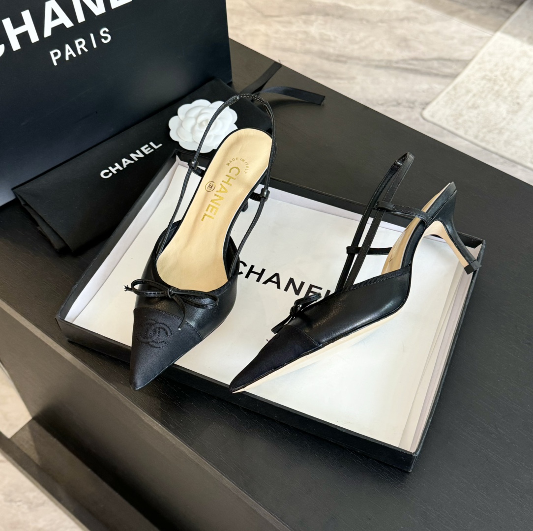 Chanel Slingback Pumps Pointed Toes #4714