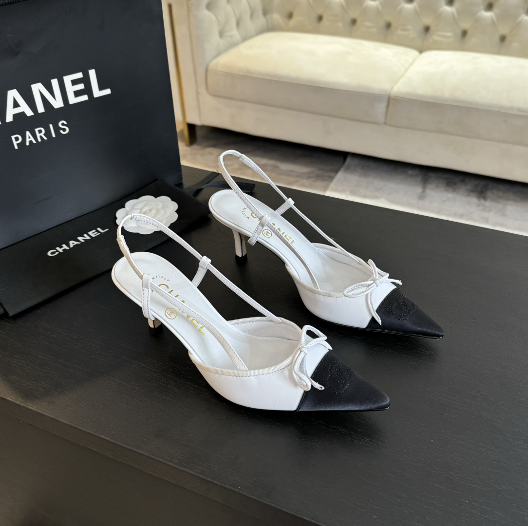 Chanel Slingback Pumps Pointed Toes #4714