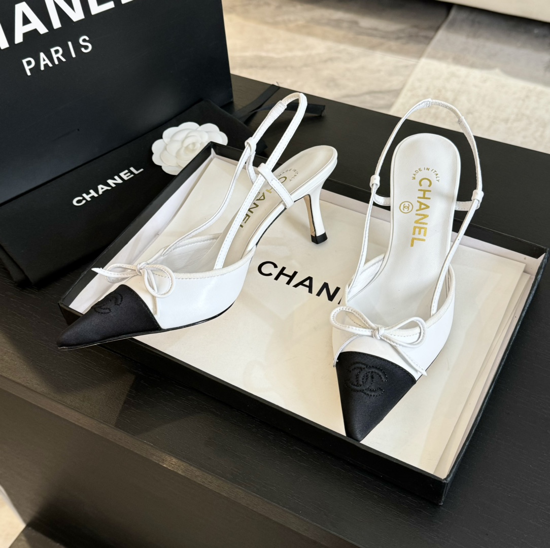 Chanel Slingback Pumps Pointed Toes #4714