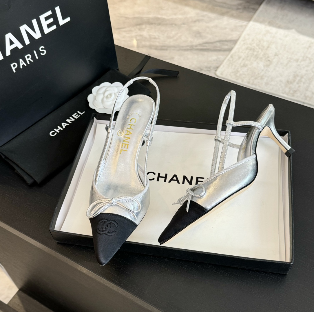 Chanel Slingback Pumps Pointed Toes #4714