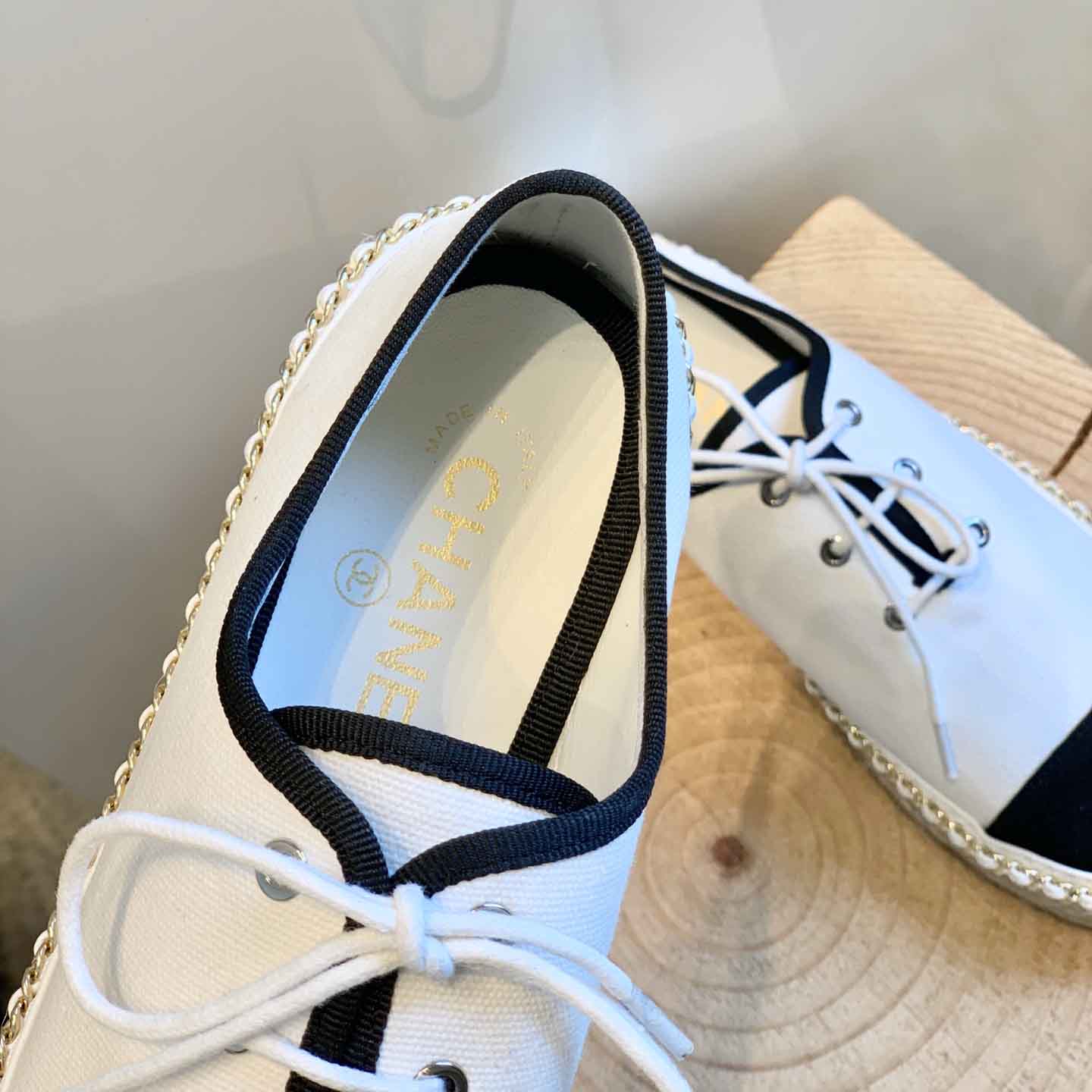 Chanel Lace Up Espadrilles Flats