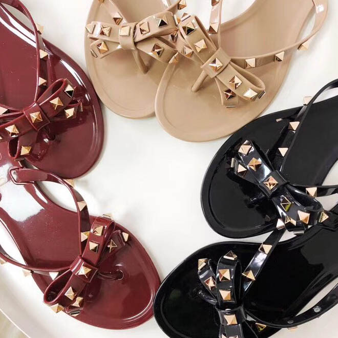 Valentino Rubber Rockstud Flat Slide Sandal