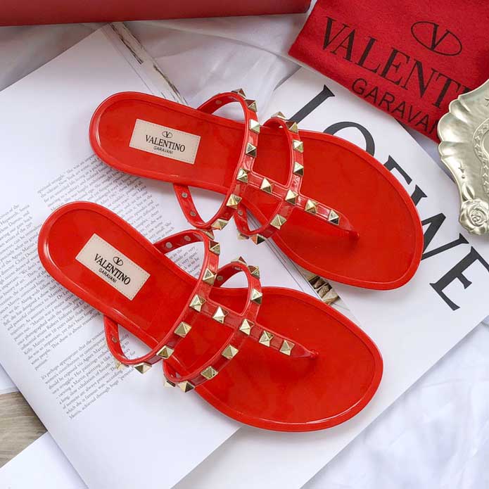 Valentino Rubber Rockstud Flat Slide Sandal