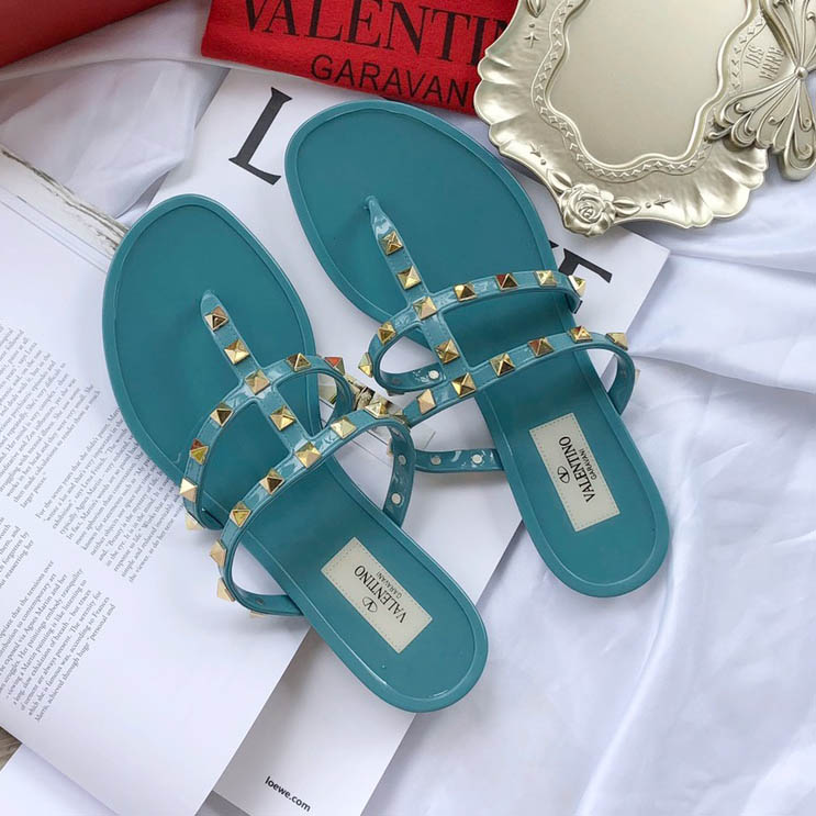 Valentino Rubber Rockstud Flat Slide Sandal