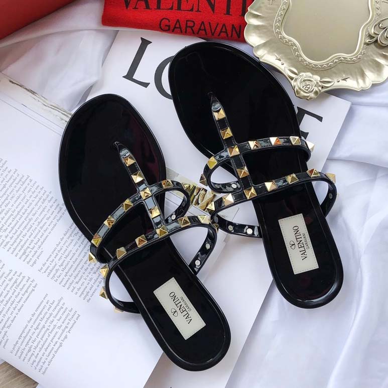 Valentino Rubber Rockstud Flat Slide Sandal