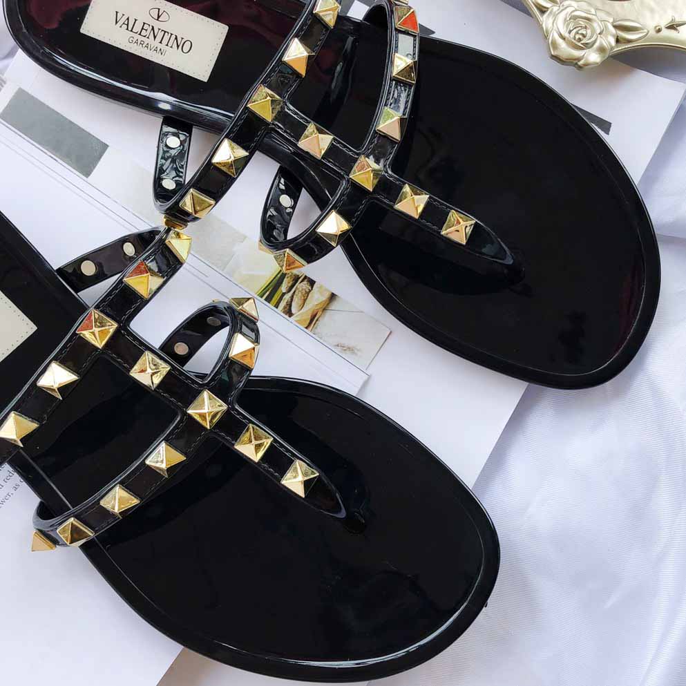 Valentino Rubber Rockstud Flat Slide Sandal