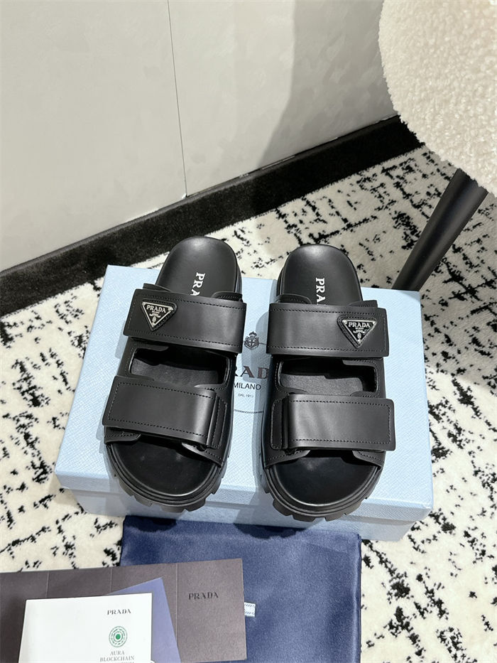 Prada Logo Slides Sandals