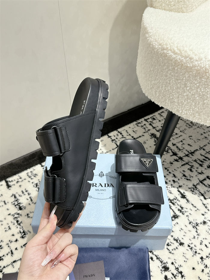 Prada Logo Slides Sandals