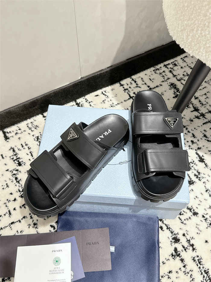 Prada Logo Slides Sandals