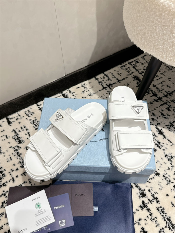 Prada Logo Slides Sandals