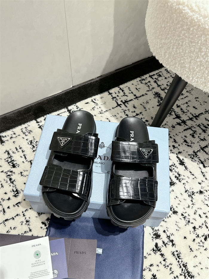 Prada Logo Slides Sandals