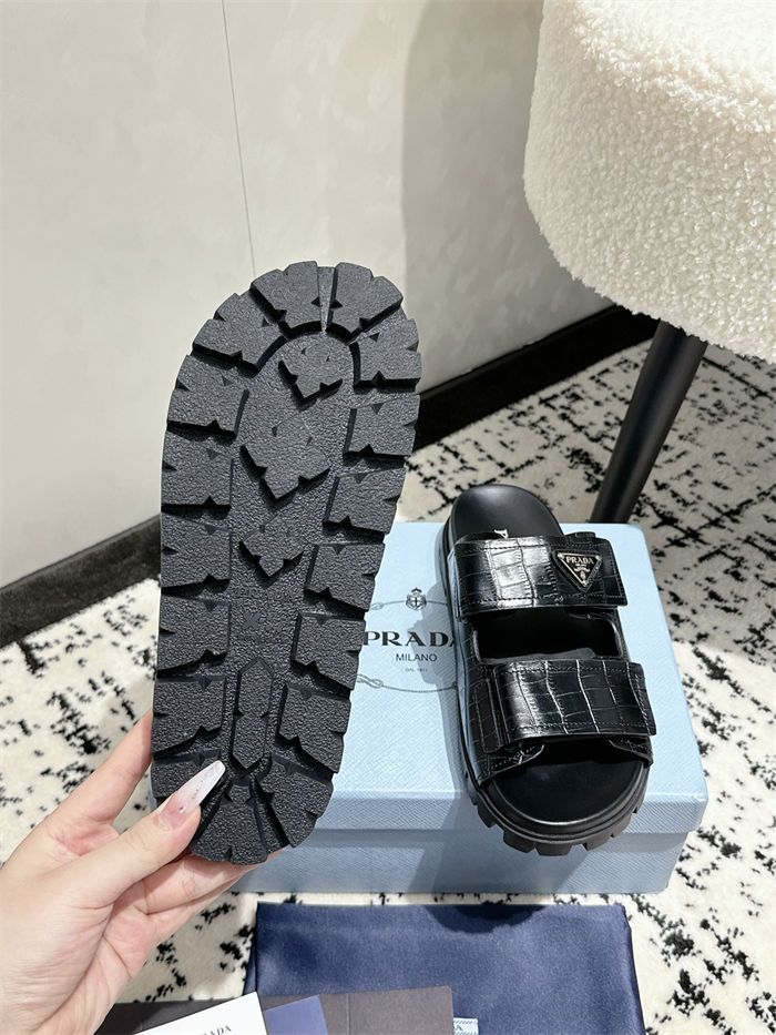 Prada Logo Slides Sandals