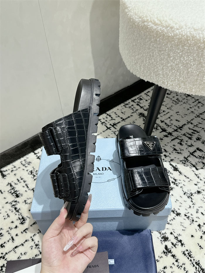 Prada Logo Slides Sandals