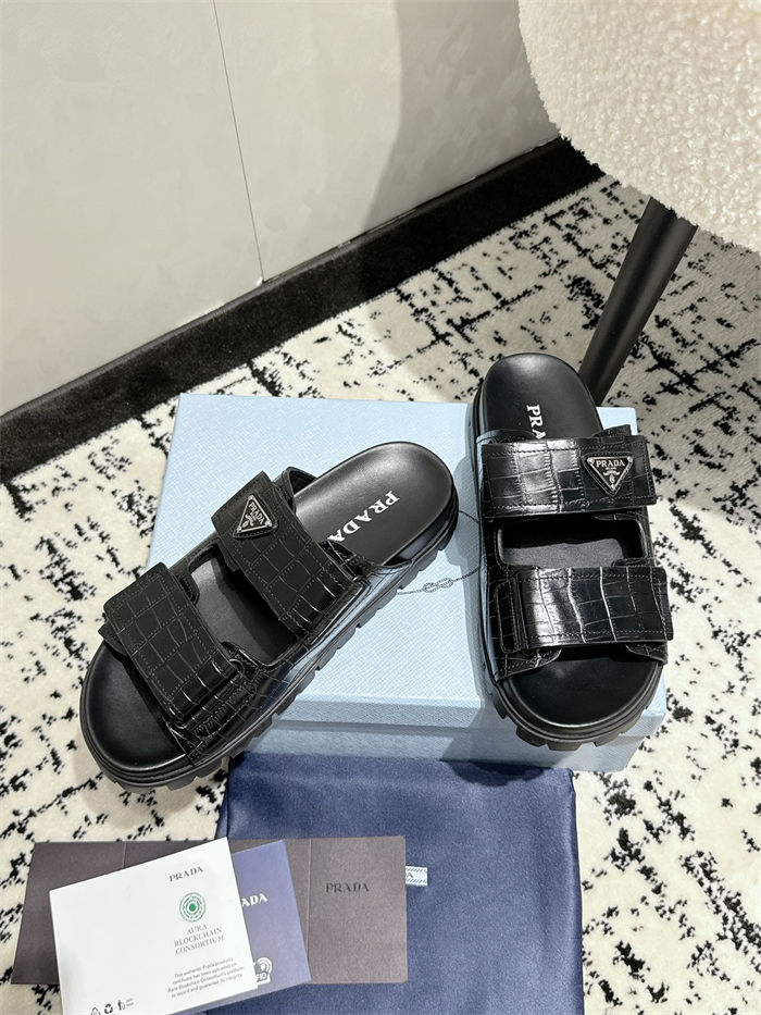 Prada Logo Slides Sandals