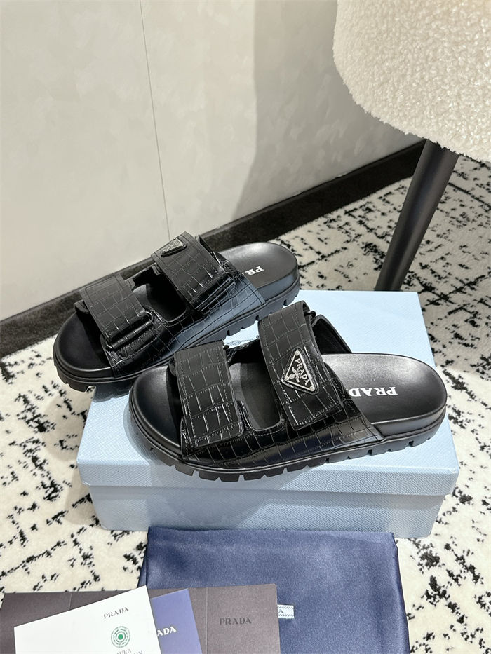 Prada Logo Slides Sandals