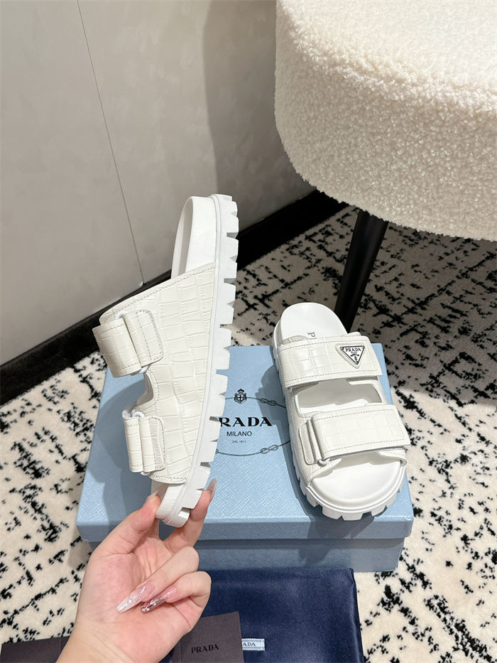 Prada Logo Slides Sandals